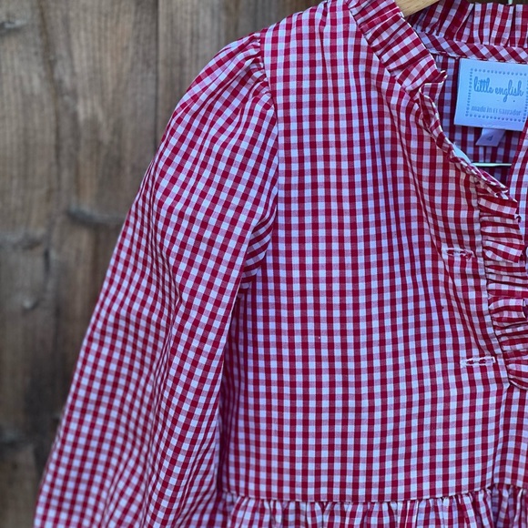 Little English Tiered Midi Red Gingham Dress - Picture 8 of 9
